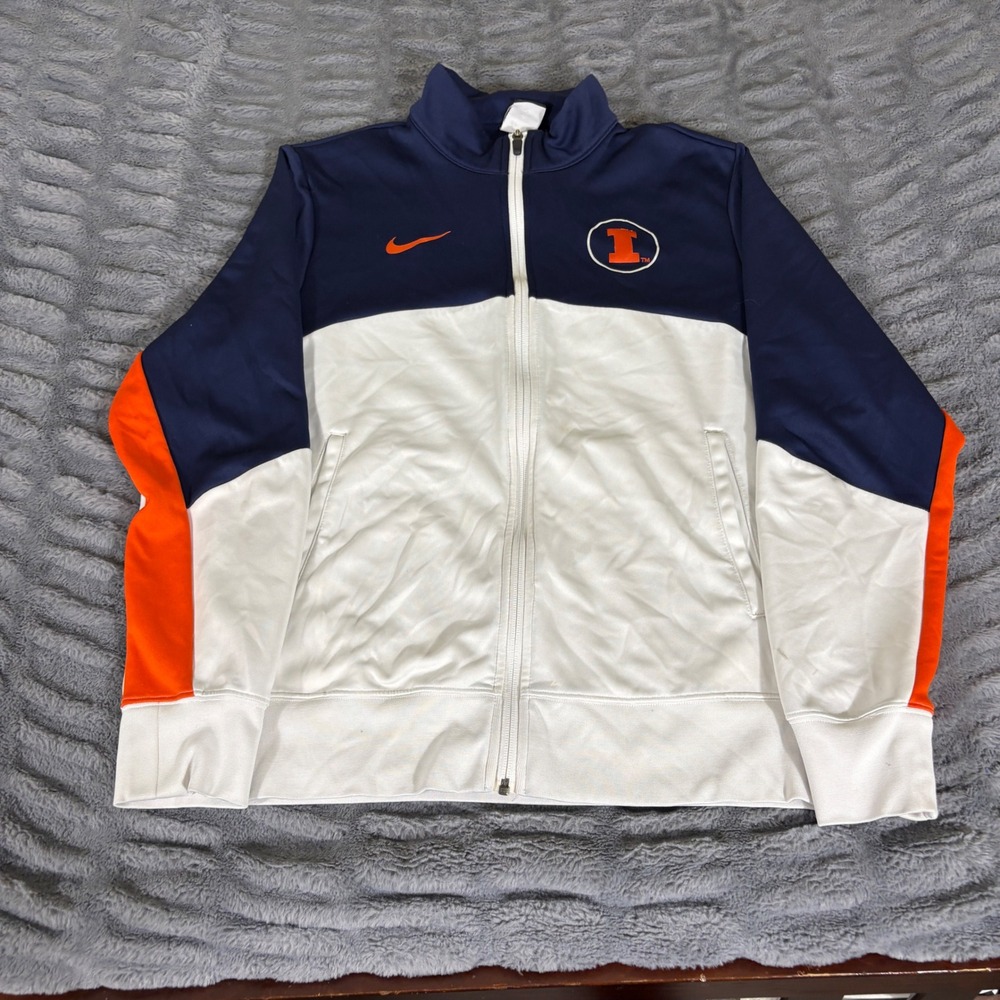 Nike Illinois Fighting Illini Dri-FIT Elite Track Jacket Mens Medium Navy White